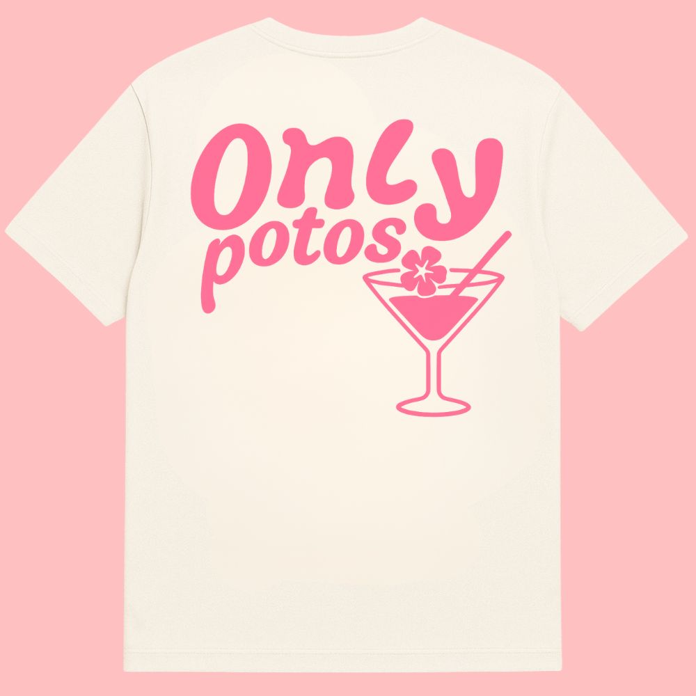 T-shirt blanc "COCKTAIL" - Rose