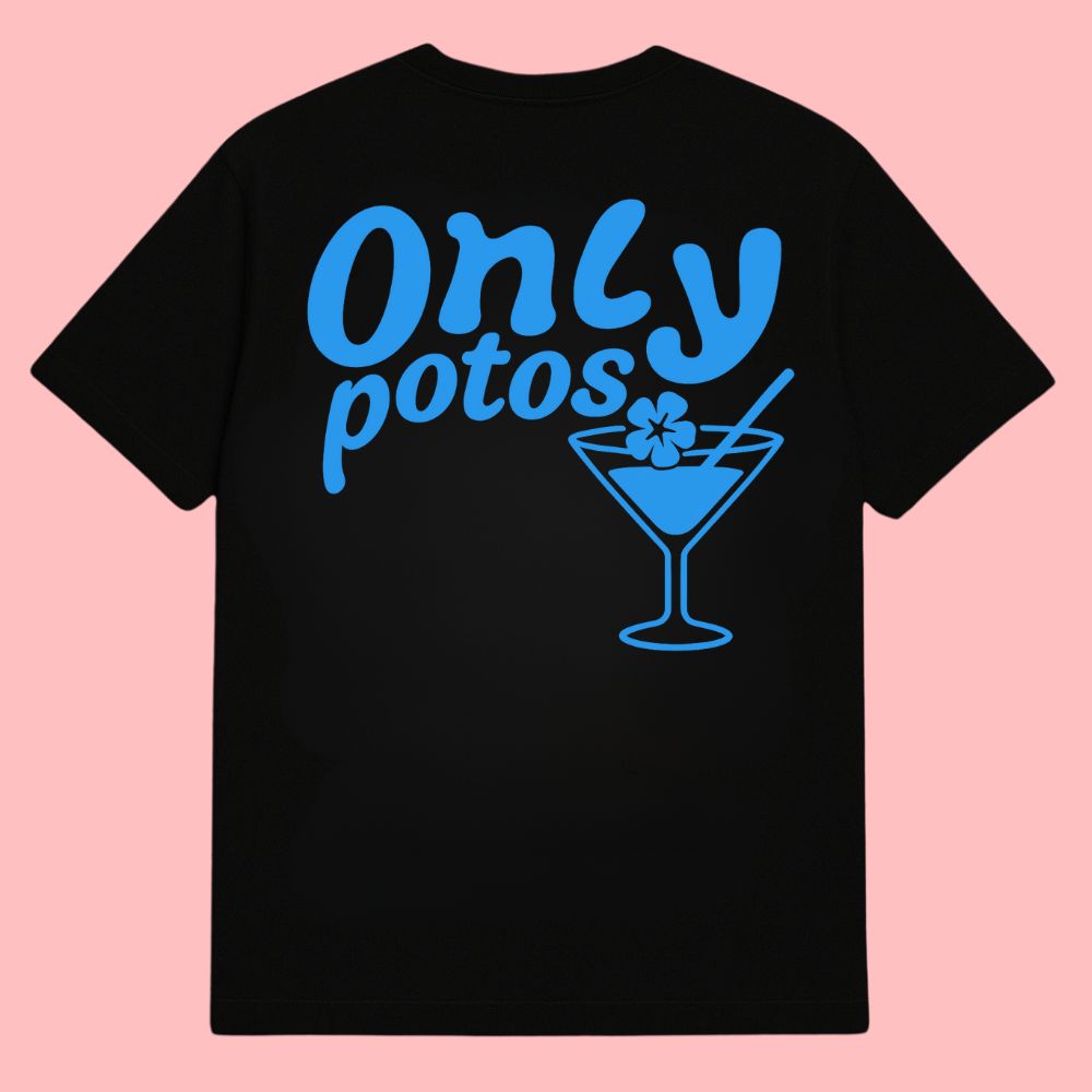 T-shirt noir "COCKTAIL" - Bleu turquoise