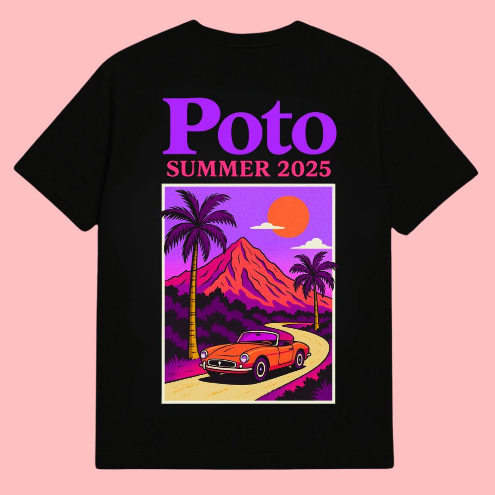 T-shirt noir "SUMMER 25" - Violet