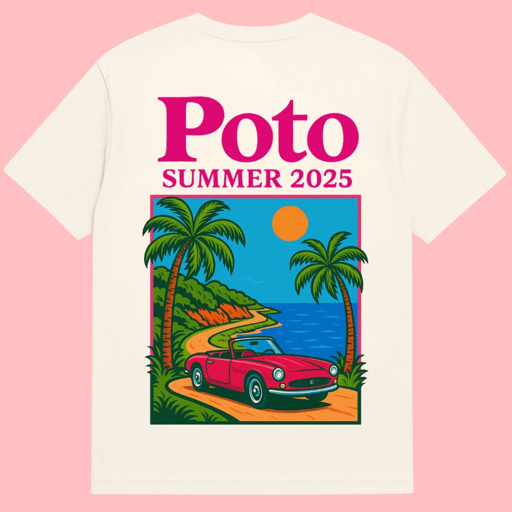 T-shirt blanc "SUMMER 25" - Rose