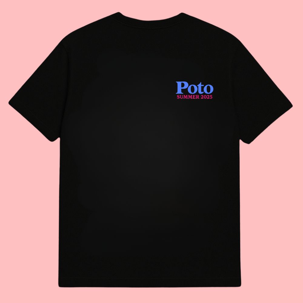 T-shirt noir "COCKTAIL" - Bleu turquoise