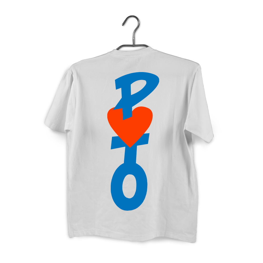 T-shirt blanc Poto Vertical Bleu et Orange - Édition Limitée - Collection 2024