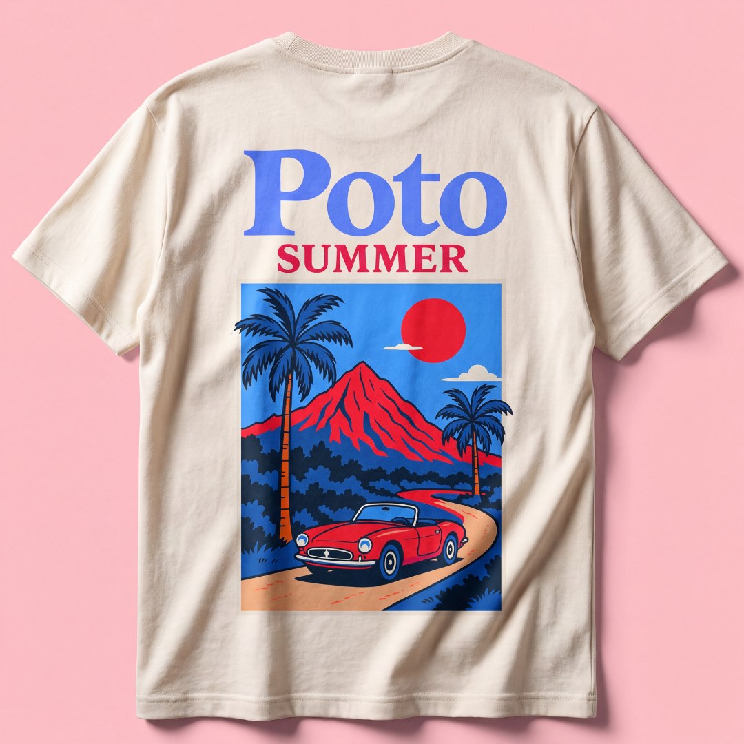 T-shirt blanc "SUMMER" - Bleu