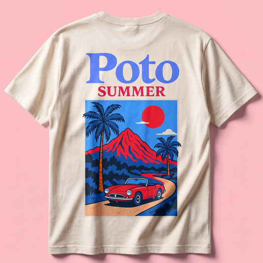 T-shirt blanc "SUMMER" - Bleu