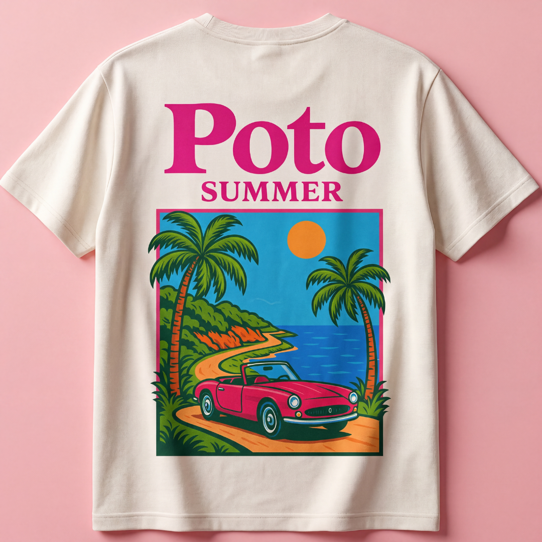 T-shirt blanc "SUMMER" - Rose