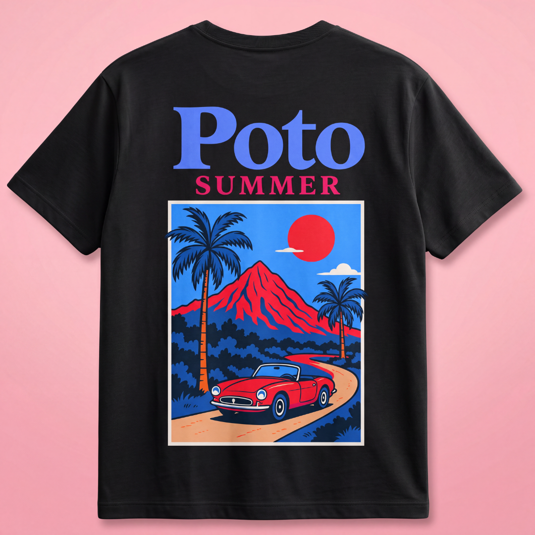 T-shirt noir "SUMMER" - Bleu