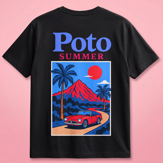 T-shirt noir "SUMMER" - Bleu