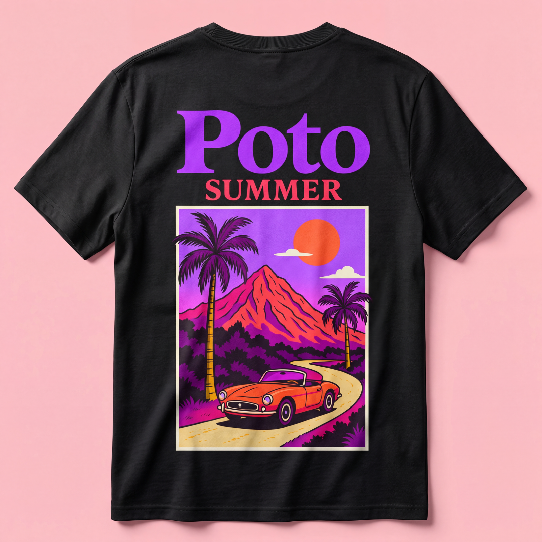 T-shirt noir "SUMMER" - Violet