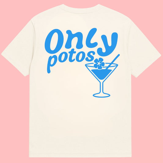 T-shirt blanc "COCKTAIL" - Bleu turquoise