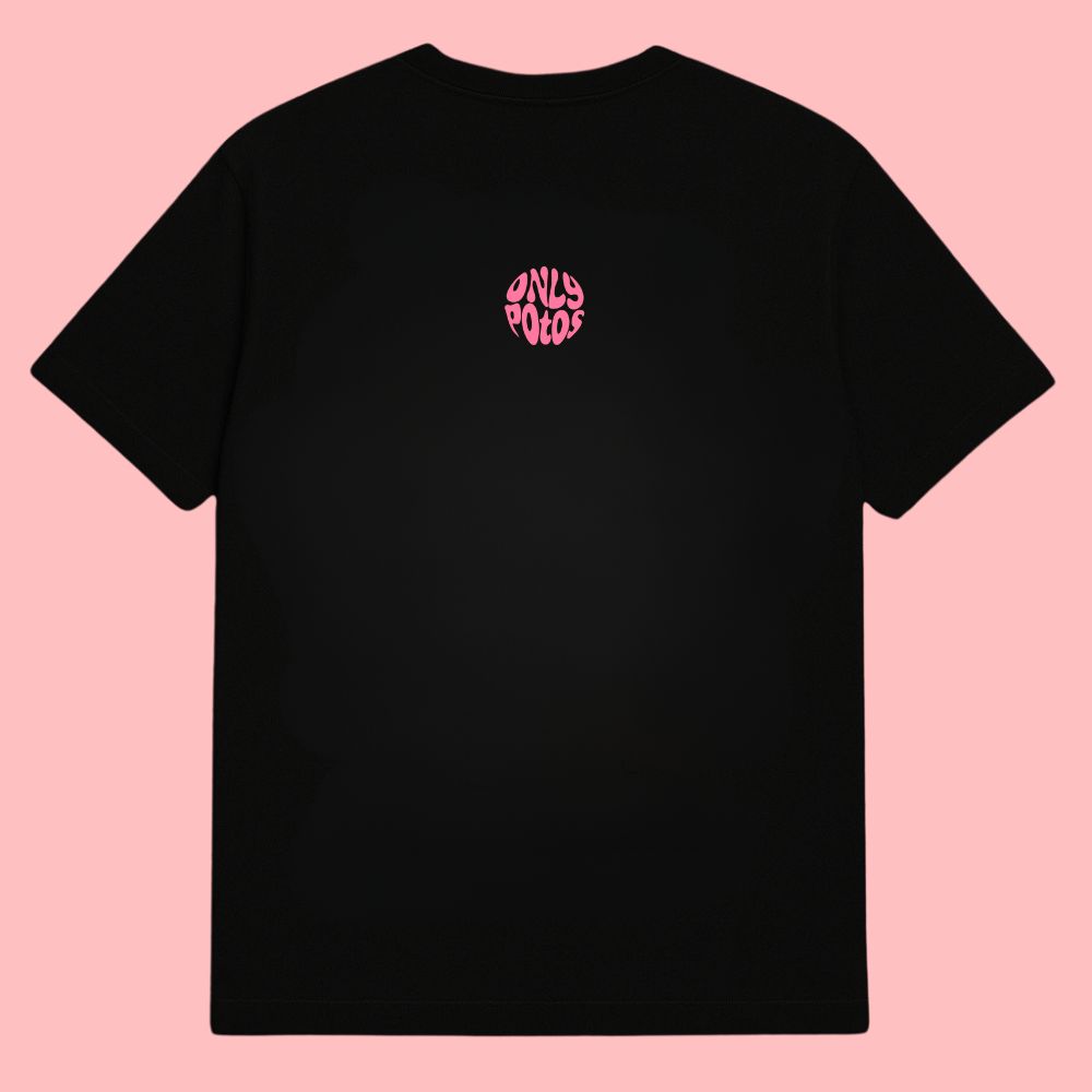 T-shirt noir "COCKTAIL" - Rose